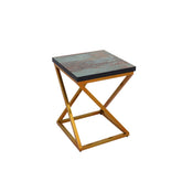Coffee Table Distressed Metal Top End Proffice furniture